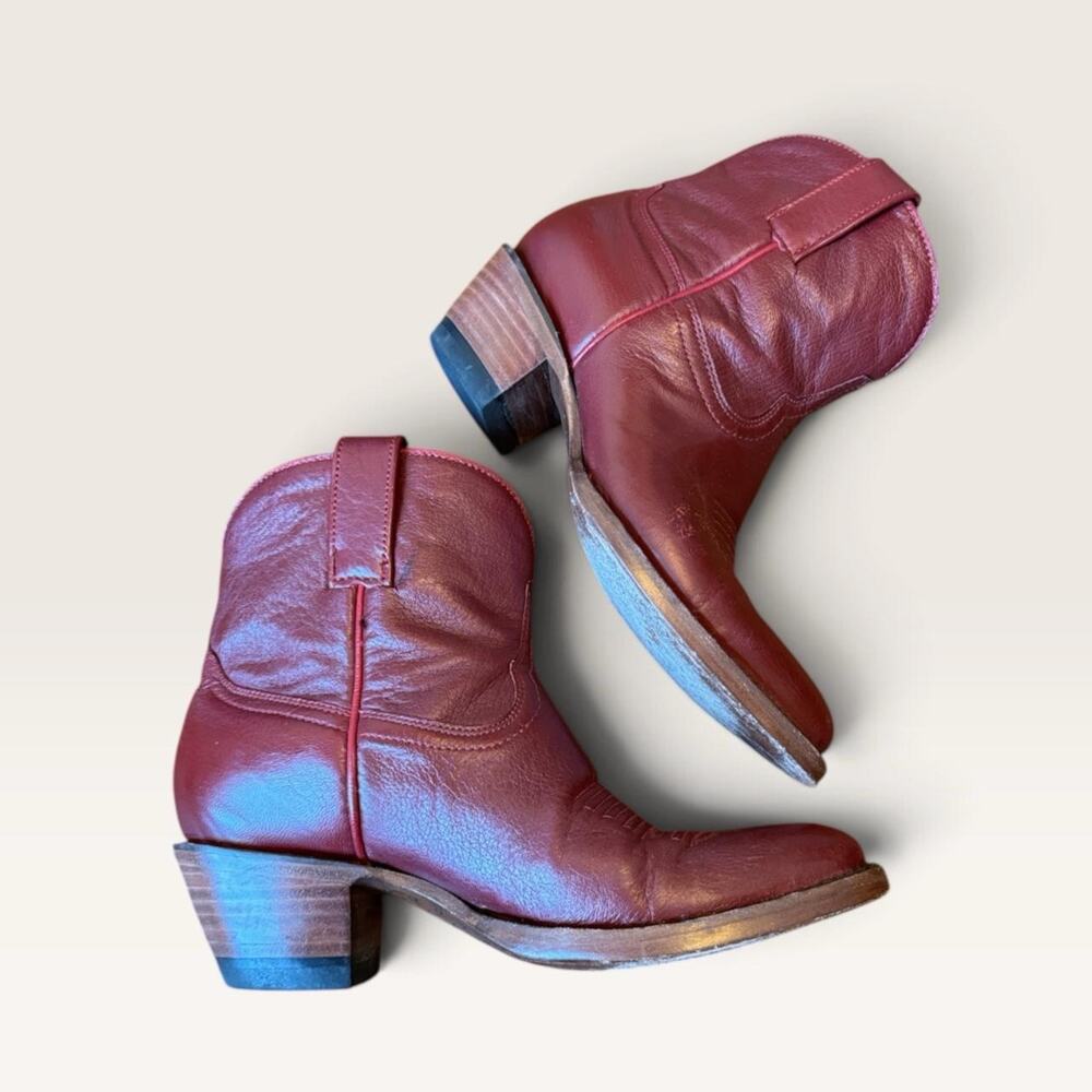 Allens red leather ankle cowboy